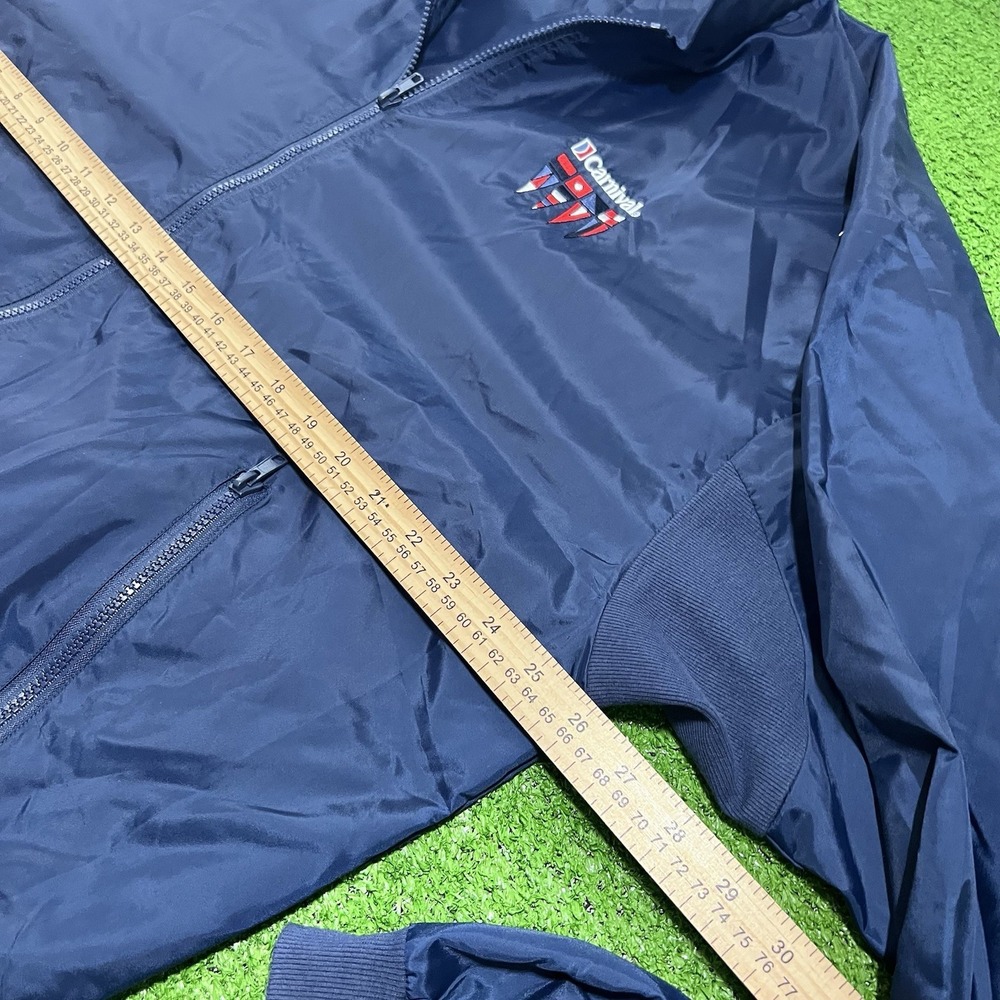 Vintage Carnival Windbreaker LG Blue 90s Jacket Embroidered Full Zip Cruise Wear - Picture 5 of 8